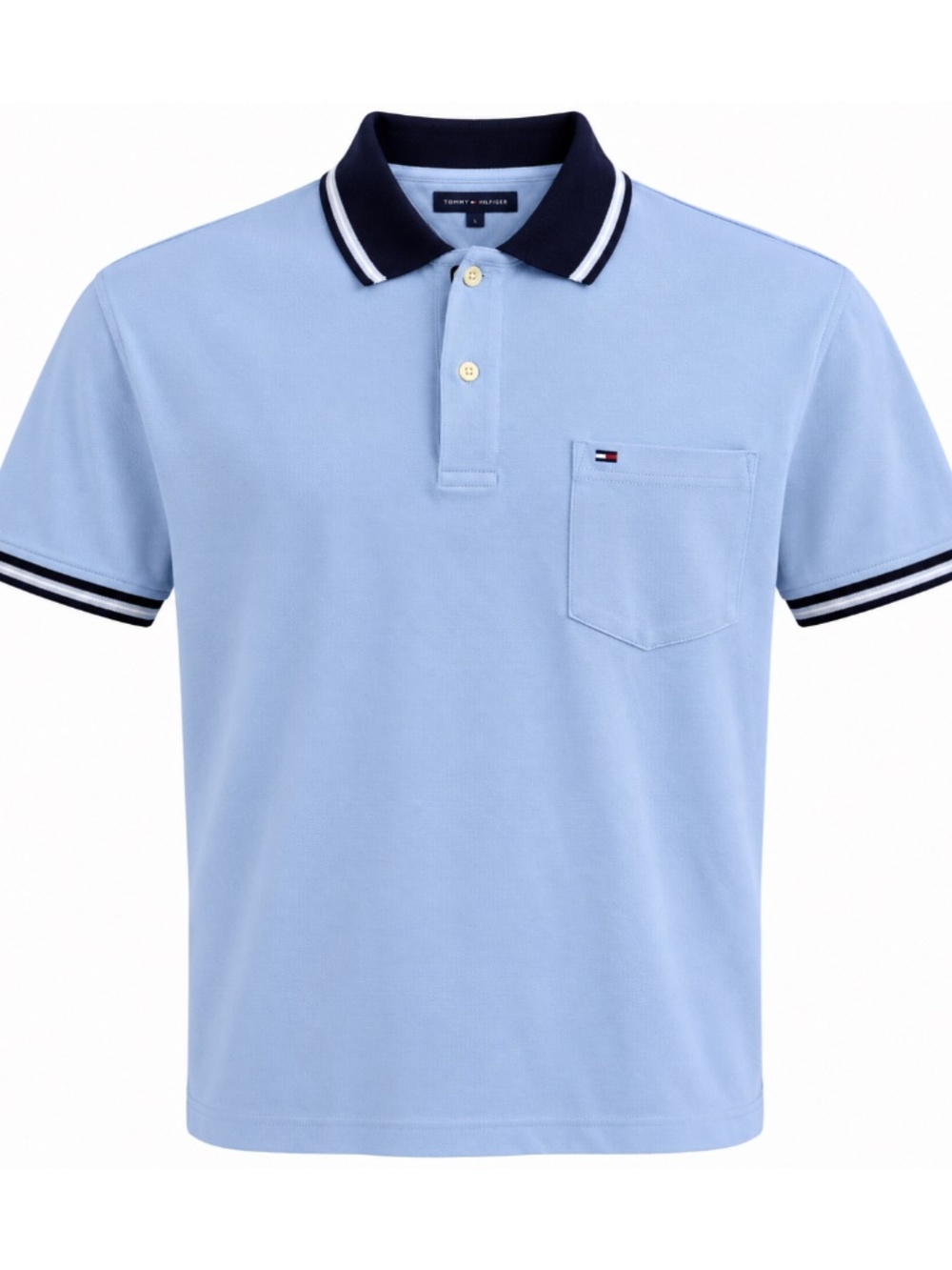 $69.50 Designer TH Tommy Hilfiger Light Blue Polo Top Tee Shirt Men’s Large